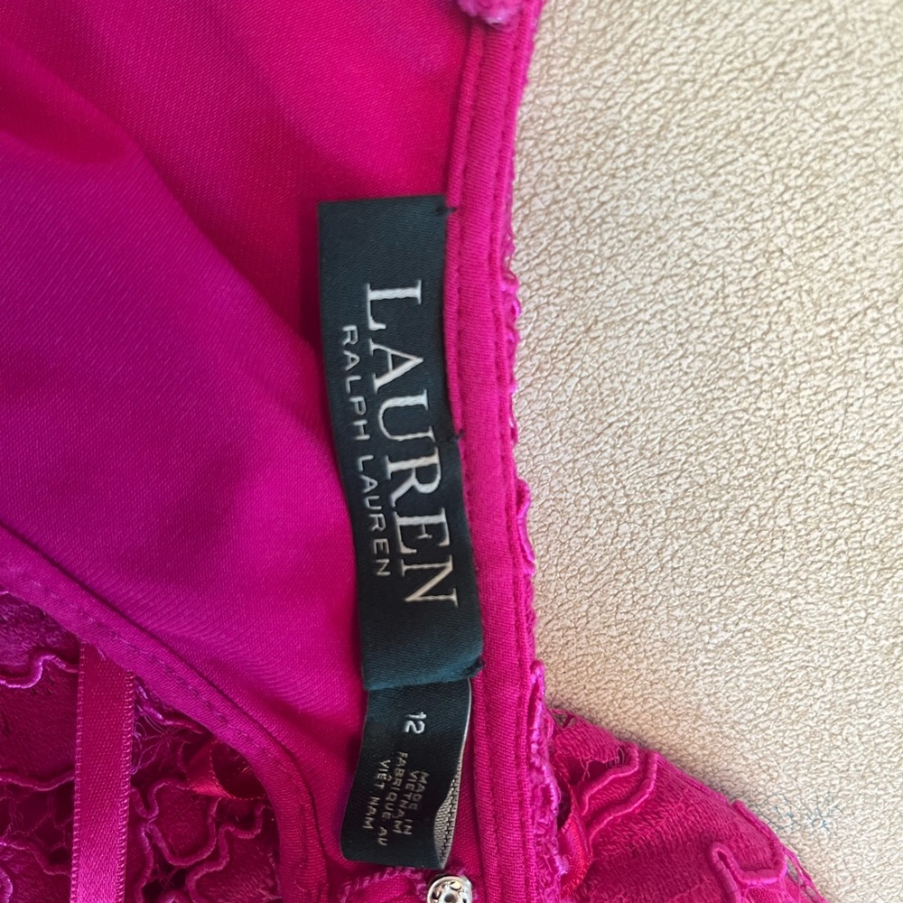 Ralph Lauren fuschia short floral overlay pattern